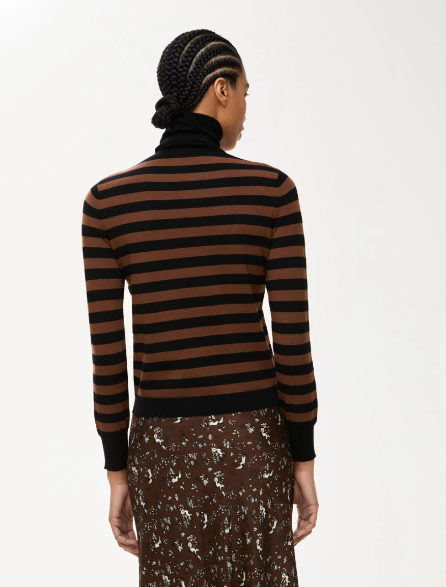 IBL-252736610 IMPARI TOBBACO BROWN STRIPED TOP