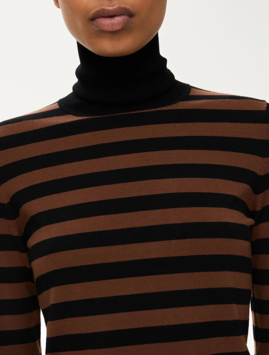 IBL-252736610 IMPARI TOBBACO BROWN STRIPED TOP