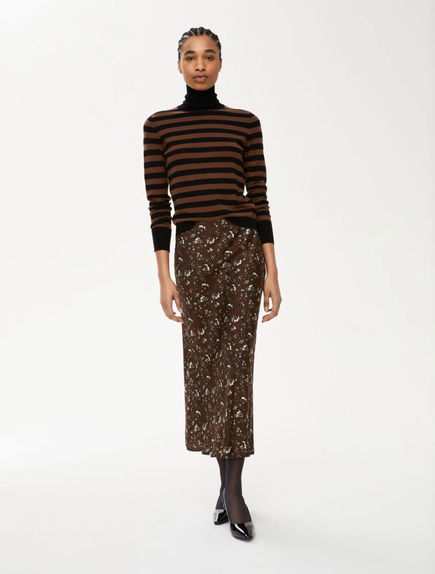 IBL-252736610 IMPARI TOBBACO BROWN STRIPED TOP