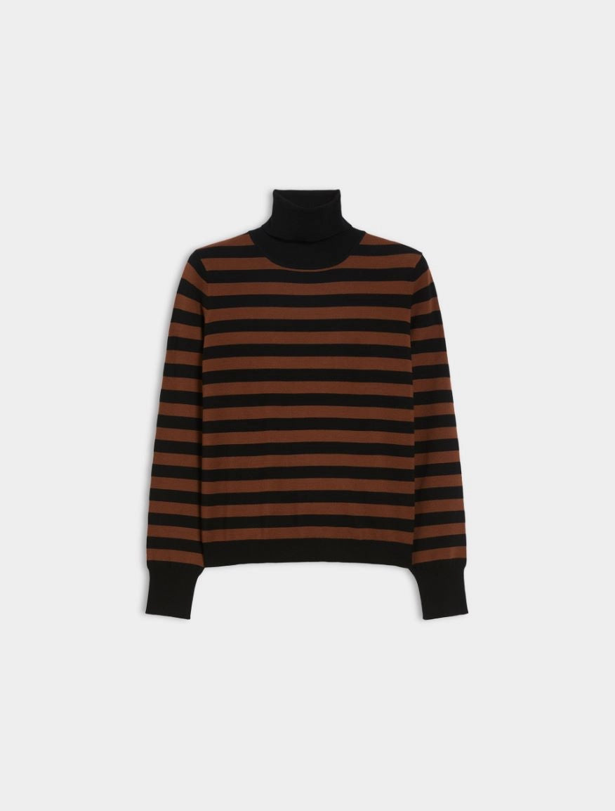 IBL-252736610 IMPARI TOBBACO BROWN STRIPED TOP