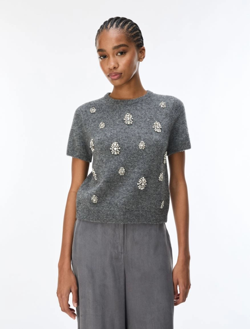 IBL-2627366111 IBLTENACE GREY JEWEL DETAIL TOP
