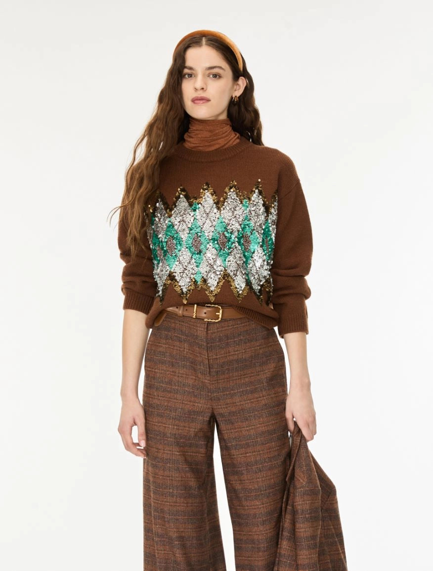 IBL-262736616 IBLOXIRIA NUT EQUIN EMBROIDERED TOP