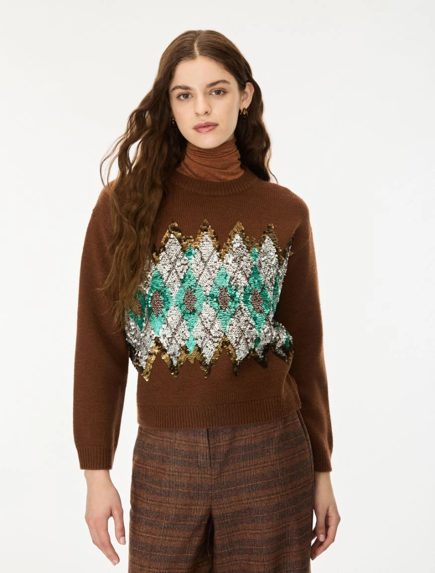 IBL-262736616 IBLOXIRIA NUT EQUIN EMBROIDERED TOP