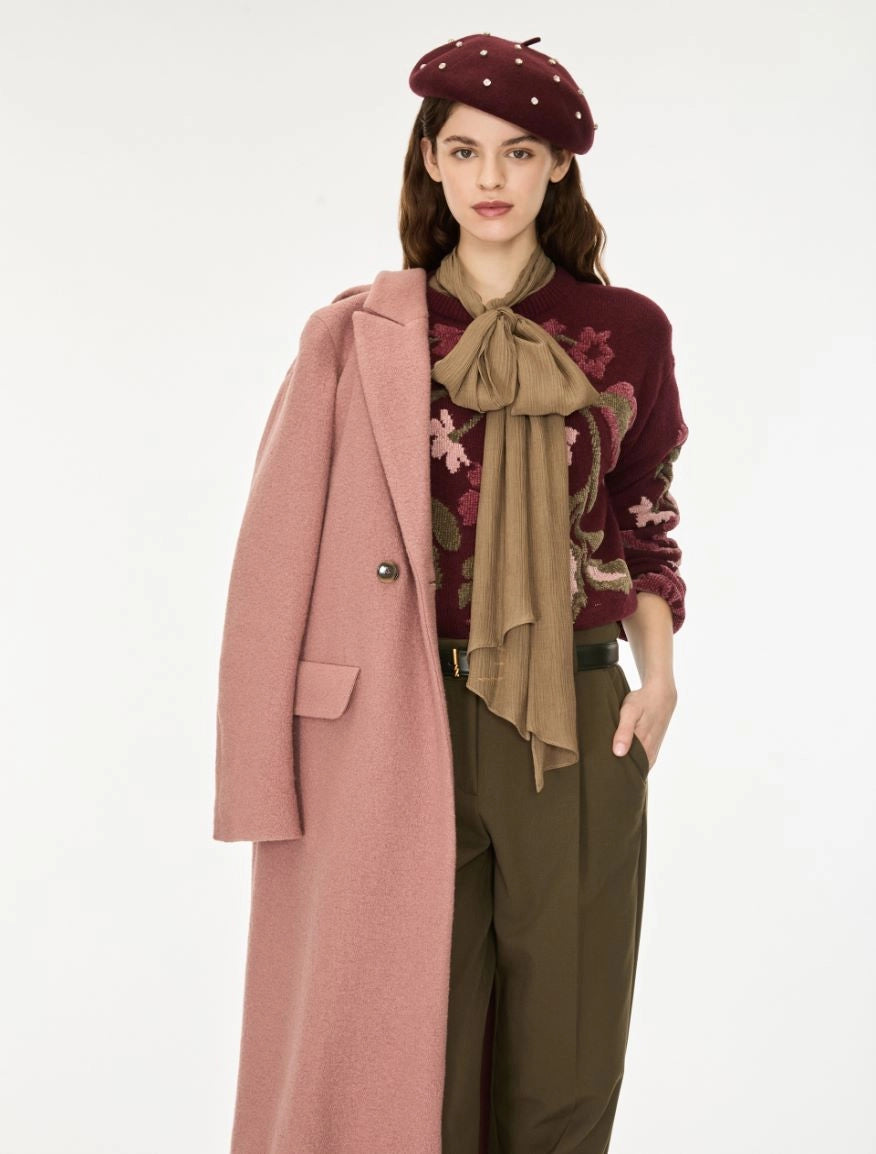 IBL-262736623 IBLAZOTO WINE FLOWER KNIT TOP