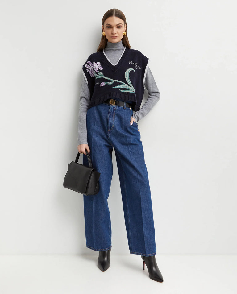 ABF-A0833 NAVY EMBROIDERED VEST