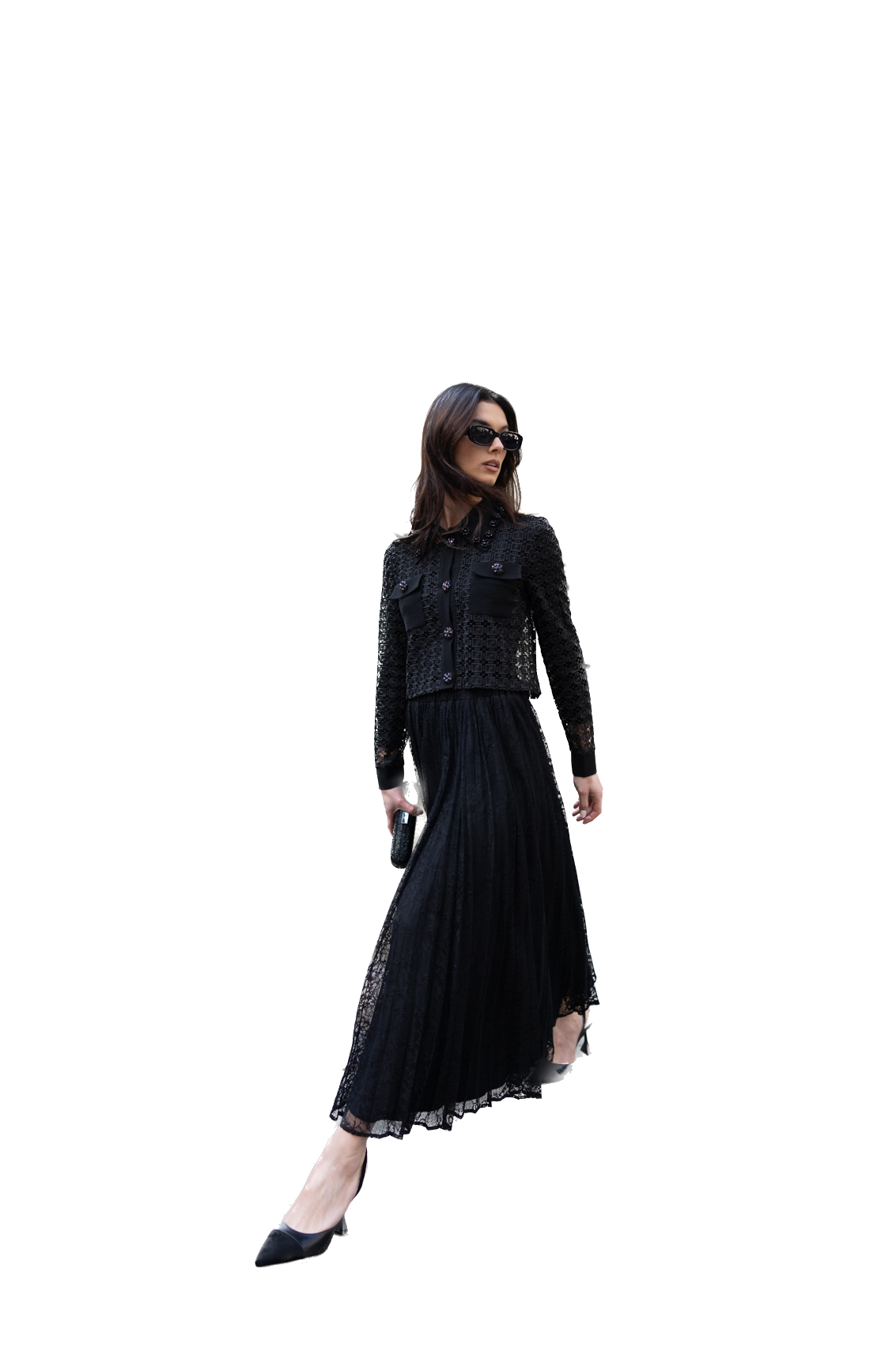 NOI-7324 BLACK LACE SHIRT JACKET