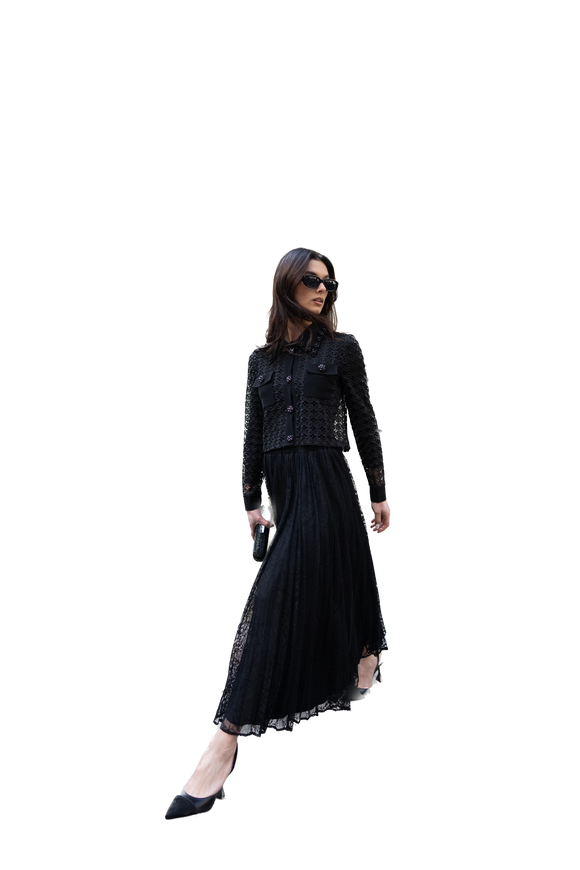 NOI-7324 BLACK LACE SHIRT JACKET