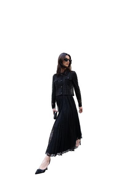NOI-7324 BLACK LACE SHIRT JACKET