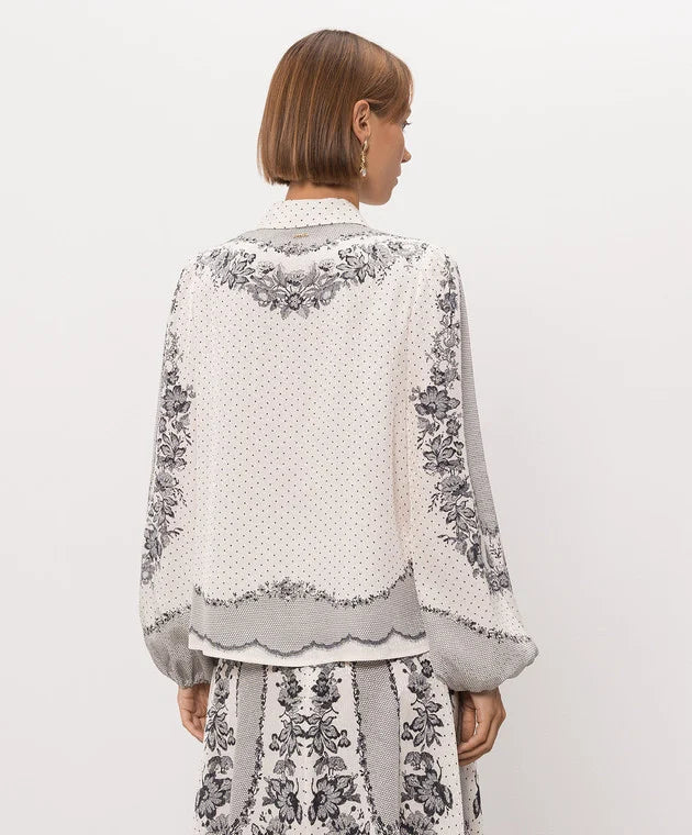 TWS-262TP267D IVORY&BLUE PRINT BLOUSE
