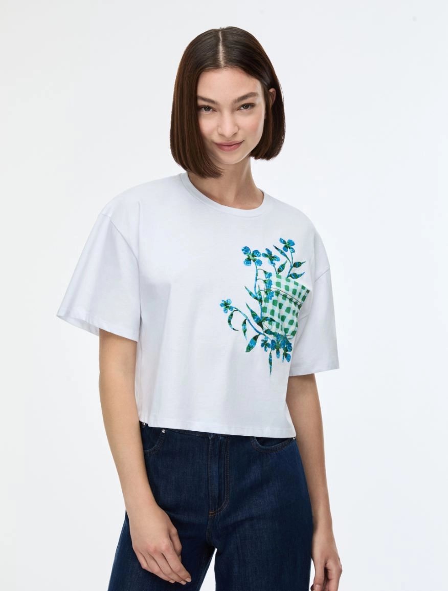 IBL-261797106 IBLELODIA WHITE EMBROIDERED T-SHIRT