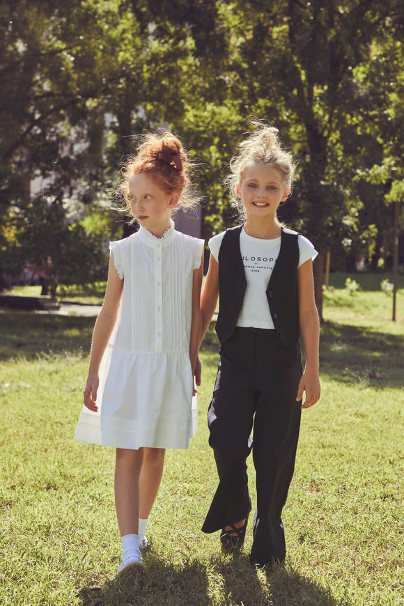 PHK-I1E908 WHITE POPLIN DRESS