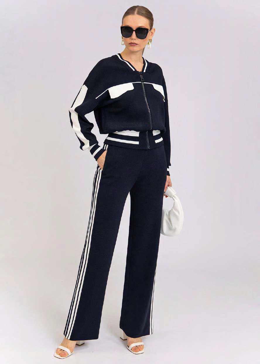 CST-F2550 NAVY&WHITE ZIP TOP