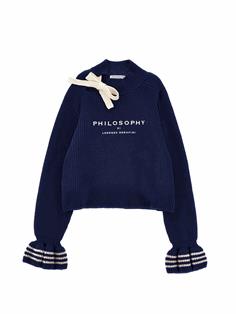 PHK-I9F603 NAVY KNIT LOGO TOP