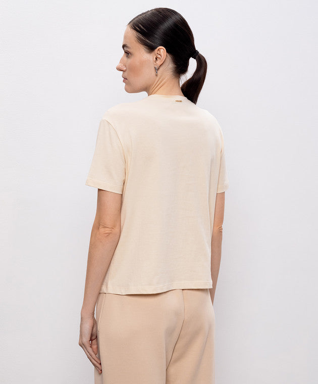 TWS-261TP2080 PEACH FLOWER APPLIQE T-SHIRT