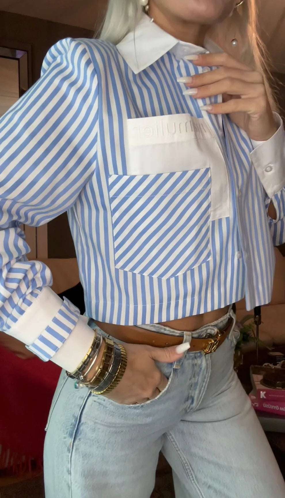 MAM-6741 BLUE&WHITE SHIRT