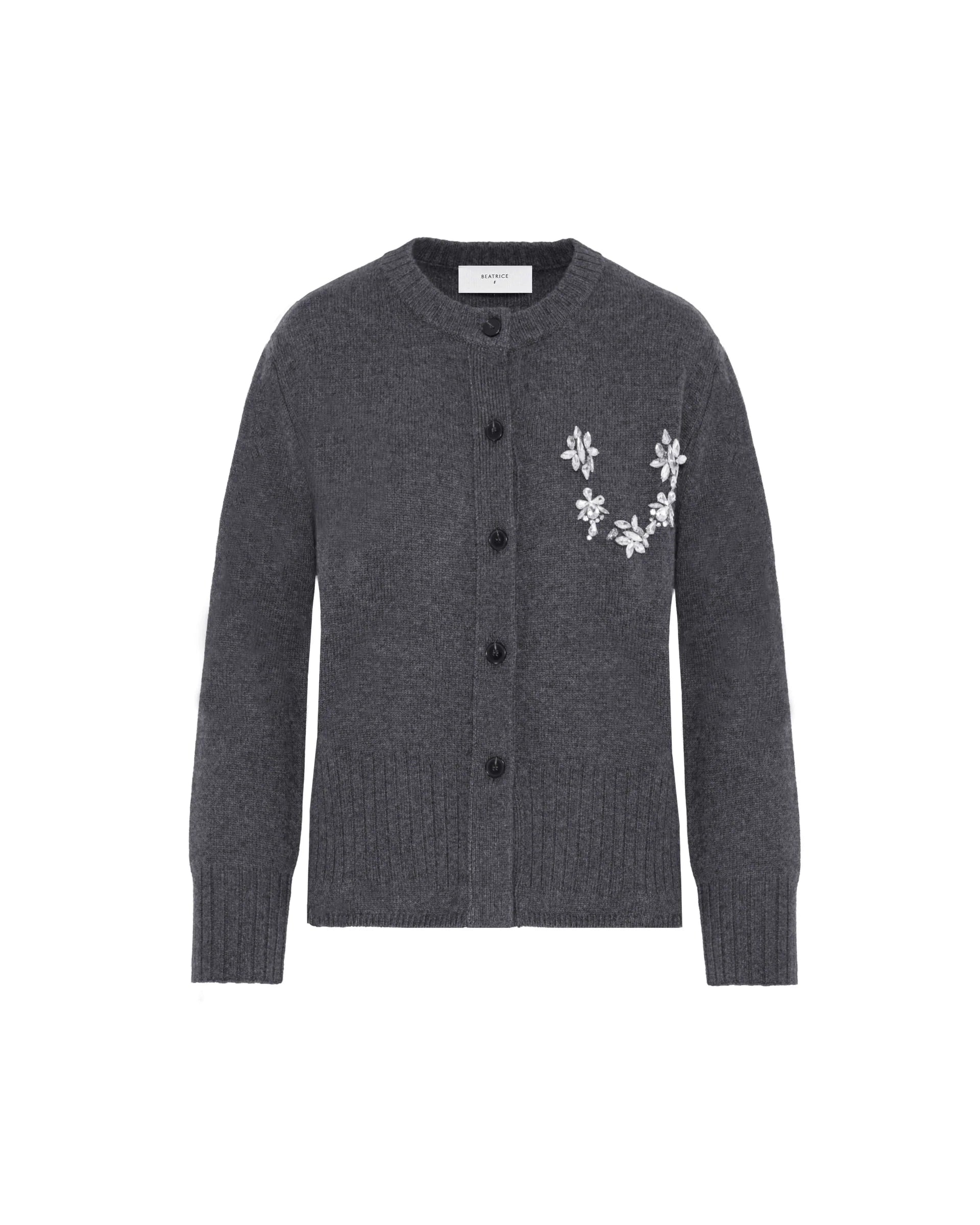 BEA-25FA8694FREED GREY EMBELLIHED CARDIGAN