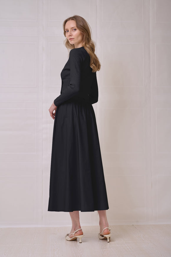 ROP-RPS2519 BLACK TAFFETA CIRCLE SKIRT