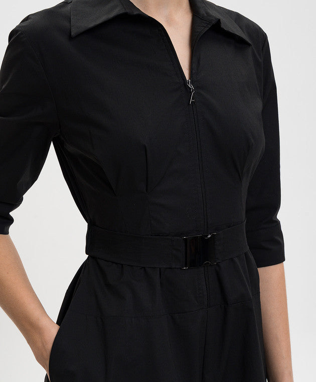 TWS-261AP2284 BLACK BELTED SHIRT ZIP DRESS