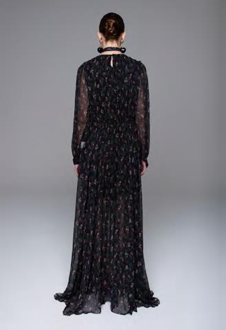 LAV- BF6WD071 FLORAL SHEER CHIFFON DRESS