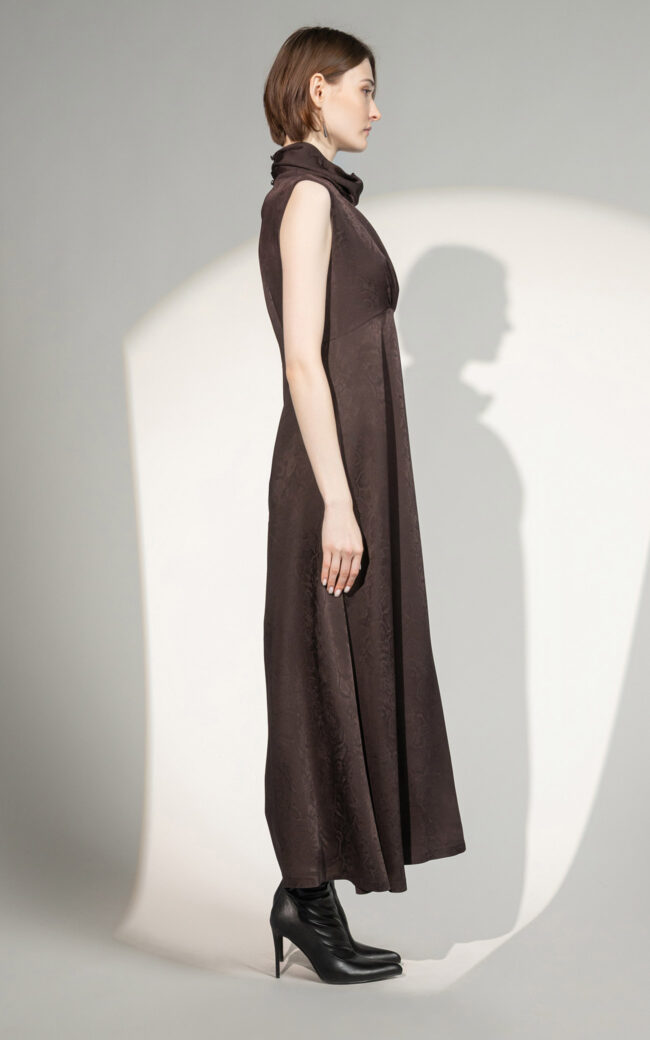 SHS-30 9023/S ESPRESSO SLEEVELESS HIGH WAIST DRESS