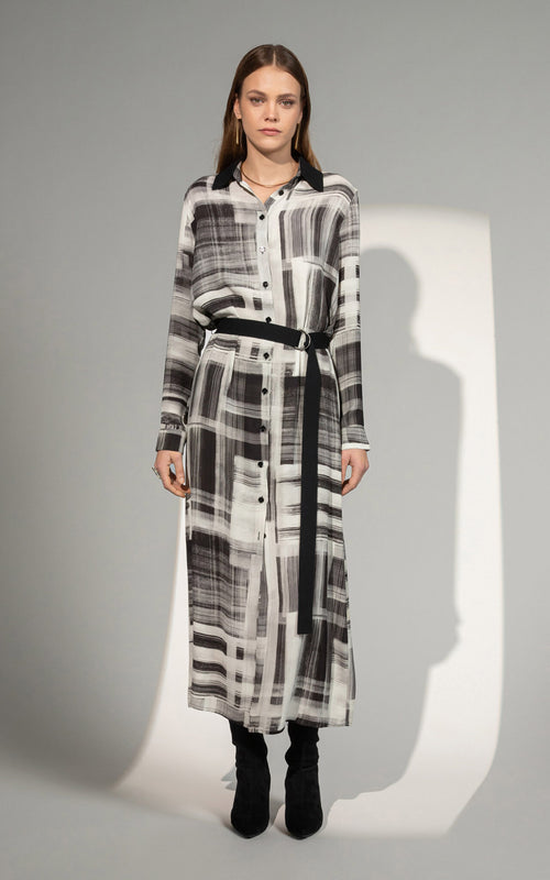 SHS-30 9047/N BLACK&WHITE SHIRT DRESS