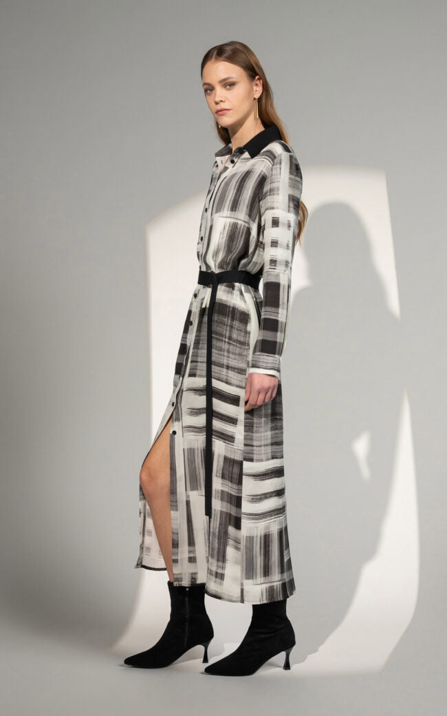 SHS-30 9047/N BLACK&WHITE SHIRT DRESS