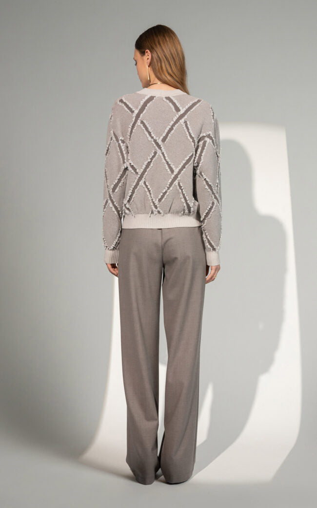 SHS-30 9061/G BEIGE ARGYLE V NECK CARDIGAN