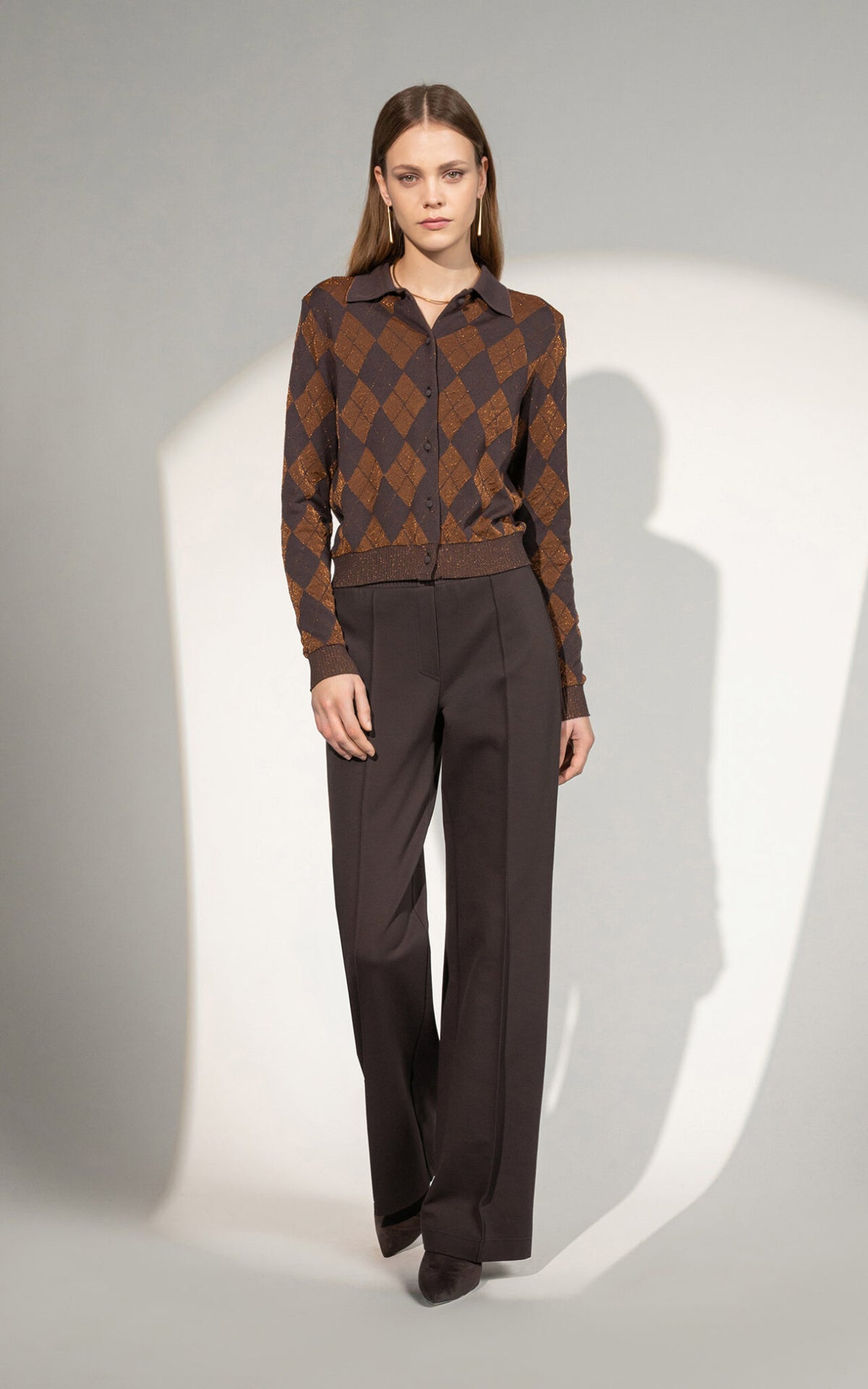 SHS-30 9070/L ESPRESSO ARGYLE CARDIGAN