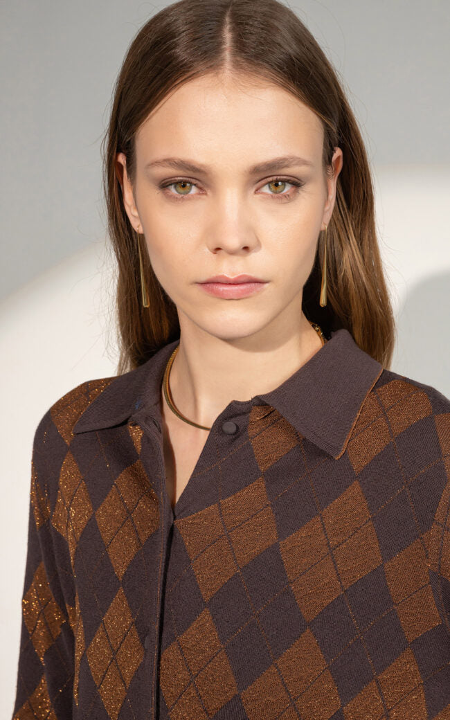 SHS-30 9070/L ESPRESSO ARGYLE CARDIGAN
