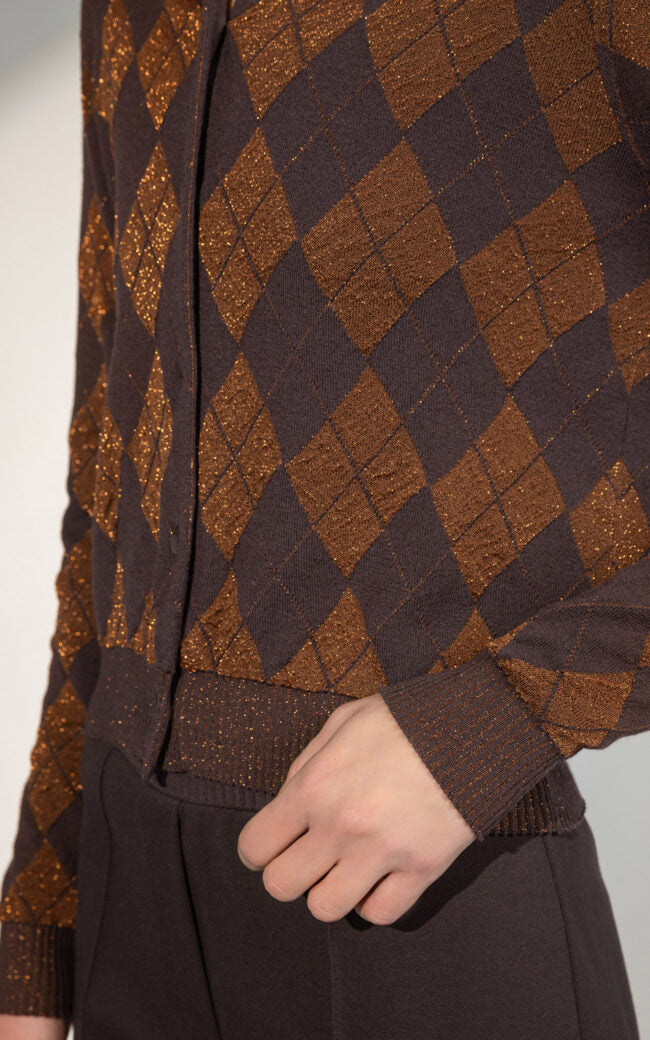 SHS-30 9070/L ESPRESSO ARGYLE CARDIGAN