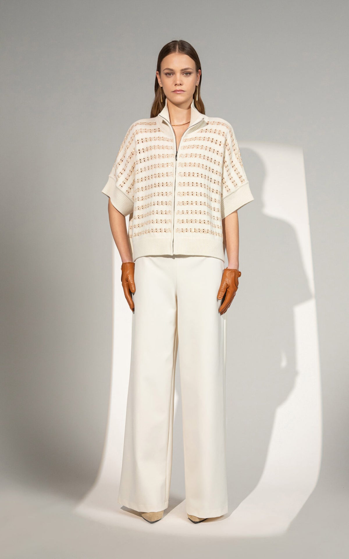 SHS-30 9117/Q IVORY OPENWORK CARDIGAN