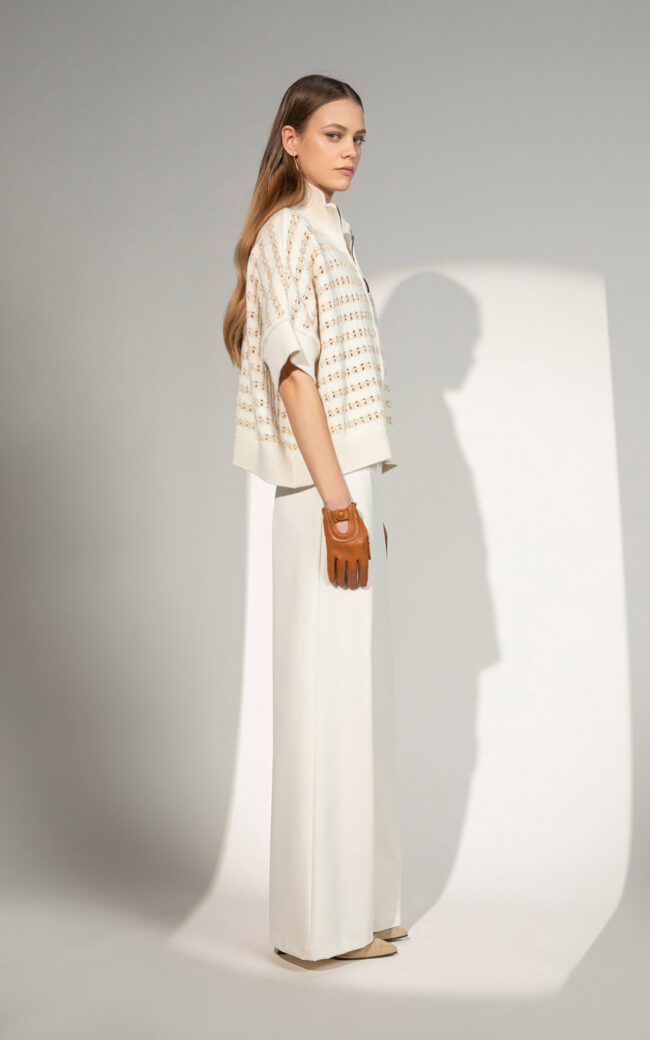 SHS-30 9117/Q IVORY OPENWORK CARDIGAN