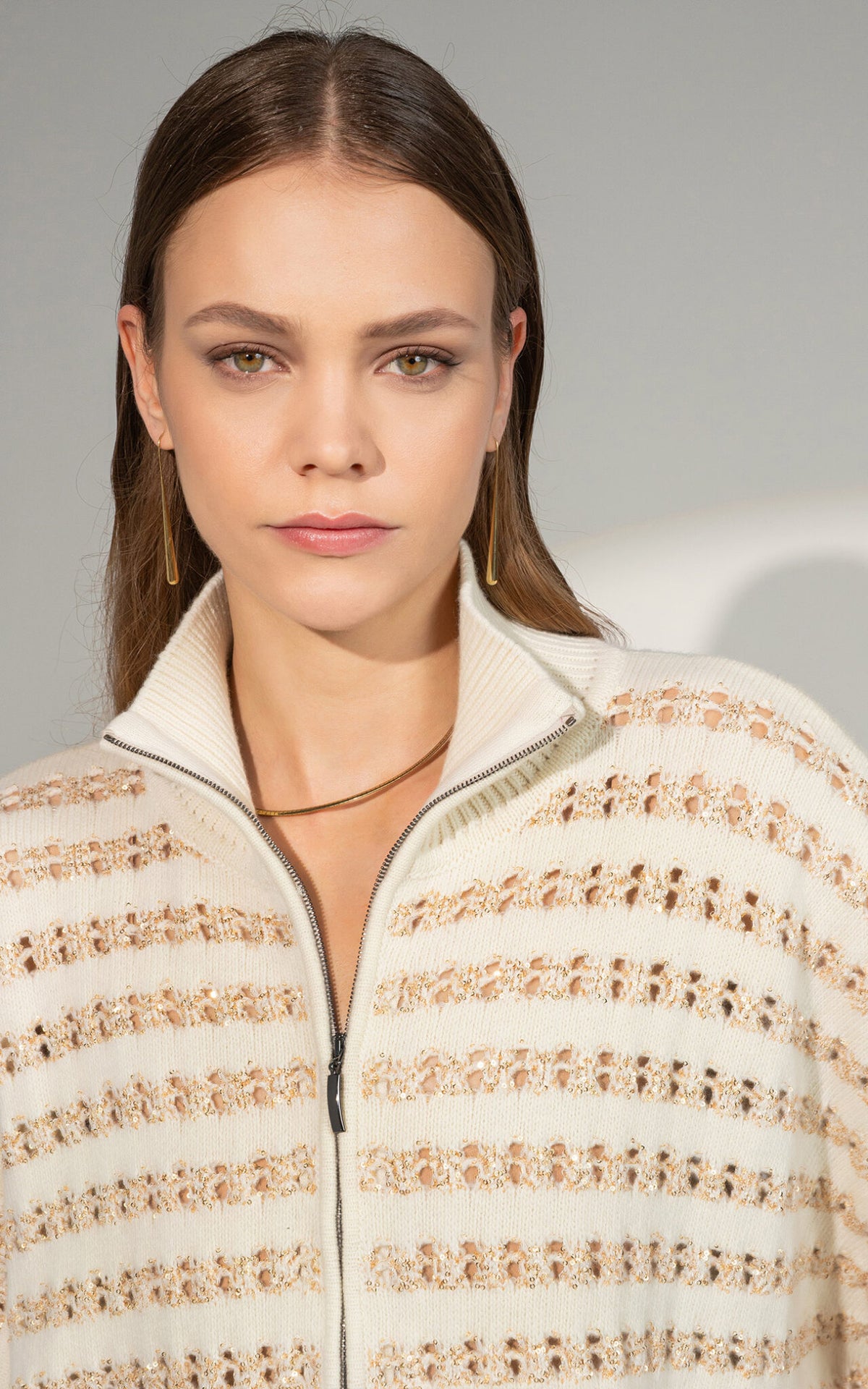 SHS-30 9117/Q IVORY OPENWORK CARDIGAN