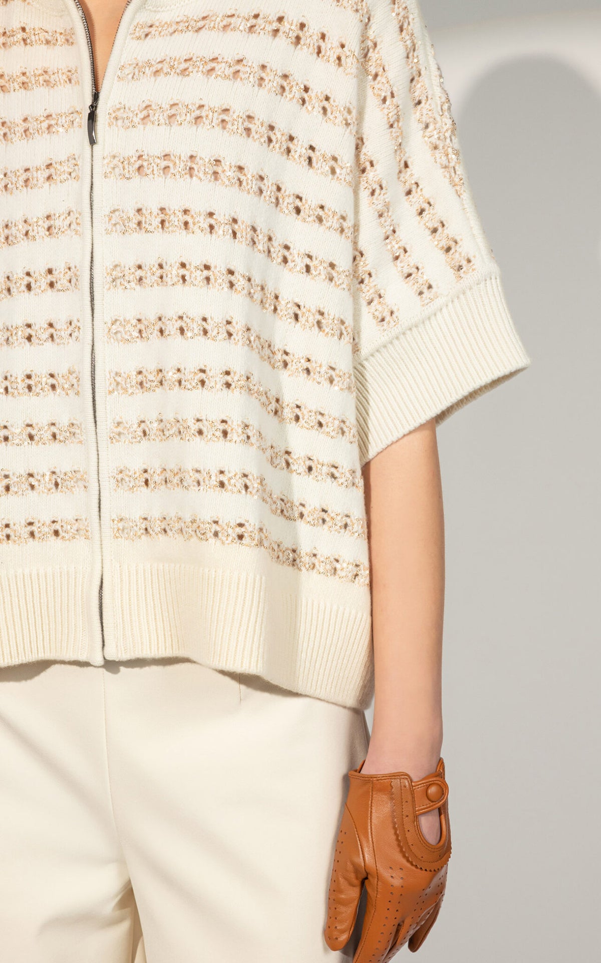 SHS-30 9117/Q IVORY OPENWORK CARDIGAN
