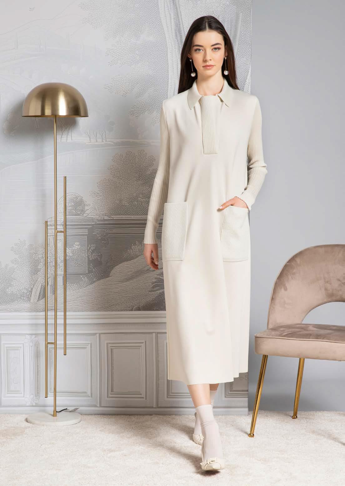 SHS-30/9529/J IVORY POCKET DRESS