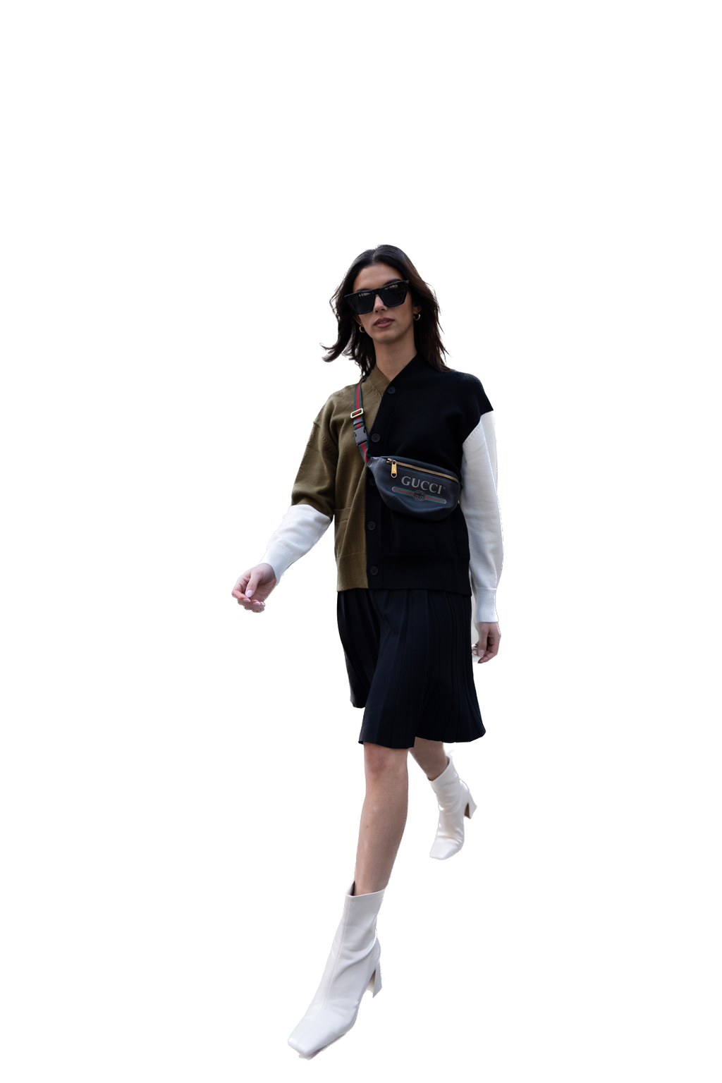 NOI-CH037 BLACK TRIO BLOCK CARDIGAN