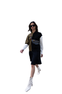 NOI-CH037 BLACK TRIO BLOCK CARDIGAN