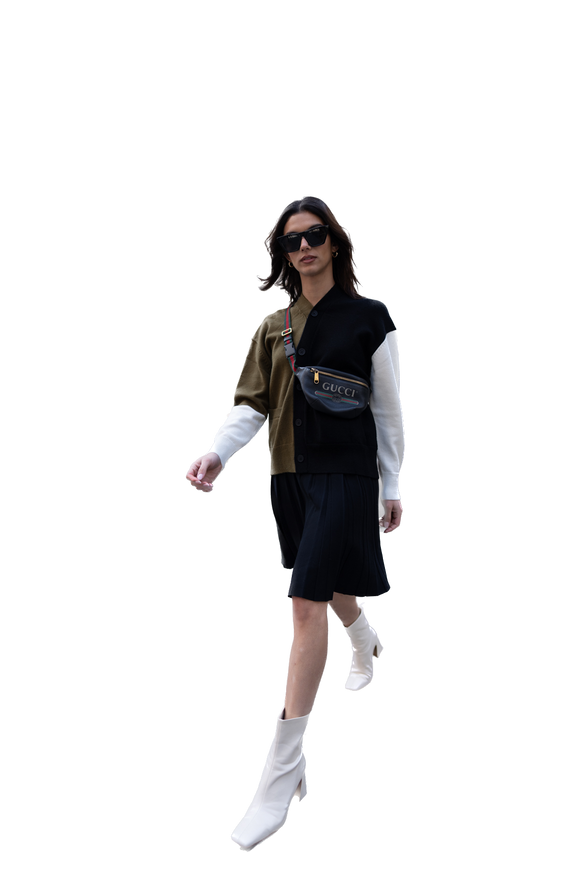 NOI-CH037 BLACK TRIO BLOCK CARDIGAN