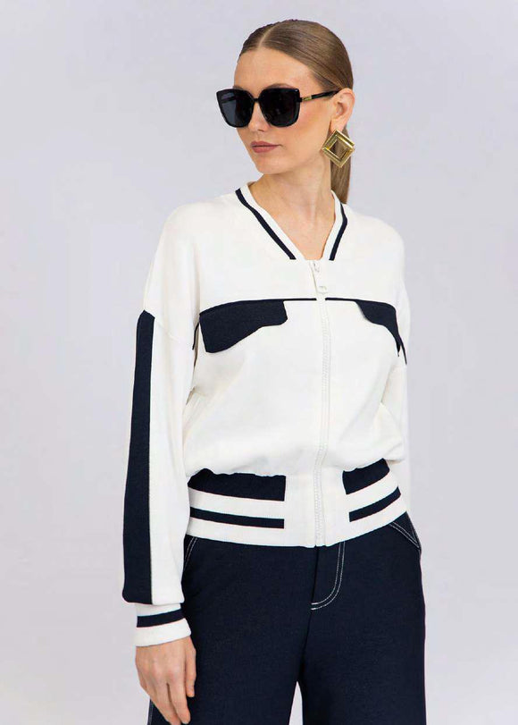 CST-F2550 WHITE&NAVY ZIP TOP