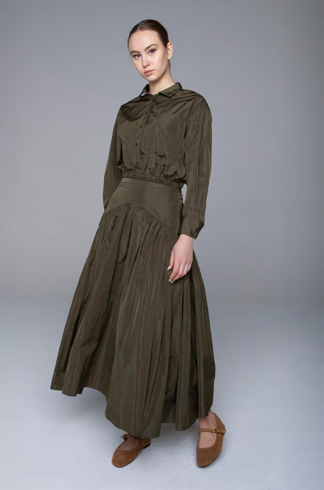 LAV- BF6WD002 GREEN TAFFETA BLOUSE
