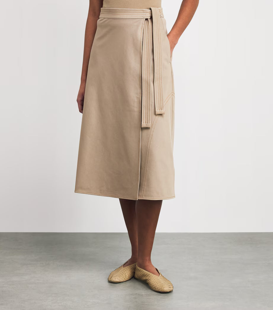 MM-261677102 MMLRANE BEIGE WRAP TIE SKIRT