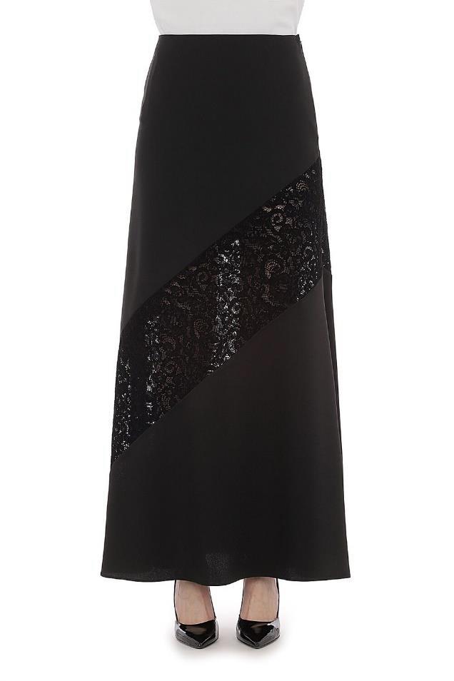 MSC-A02085&A01045 BLACK SATIN BLOUSE&SKIRT SET