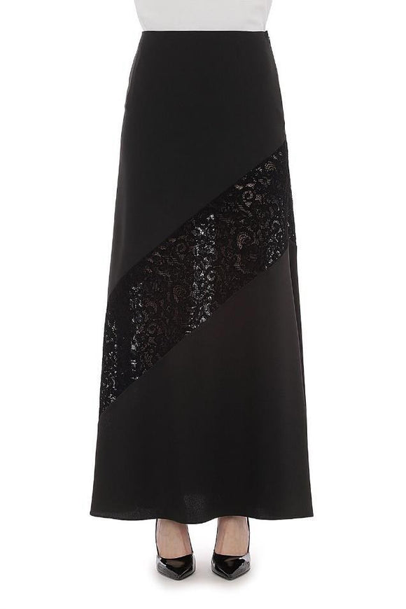 MSC-A02085&A01045 BLACK SATIN BLOUSE&SKIRT SET