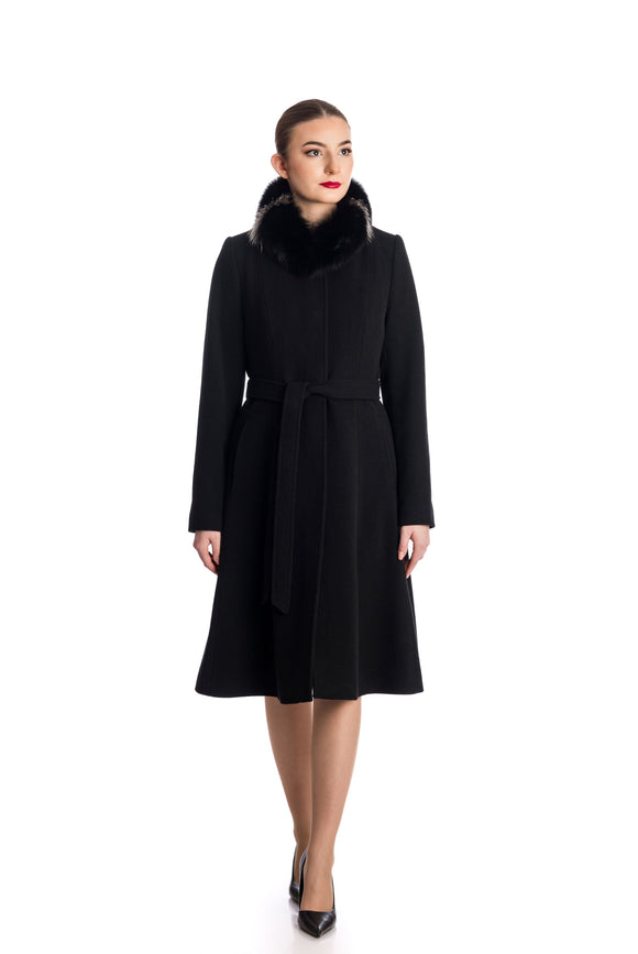 IDD-A1305-02-P1F BLACK WOOL COAT