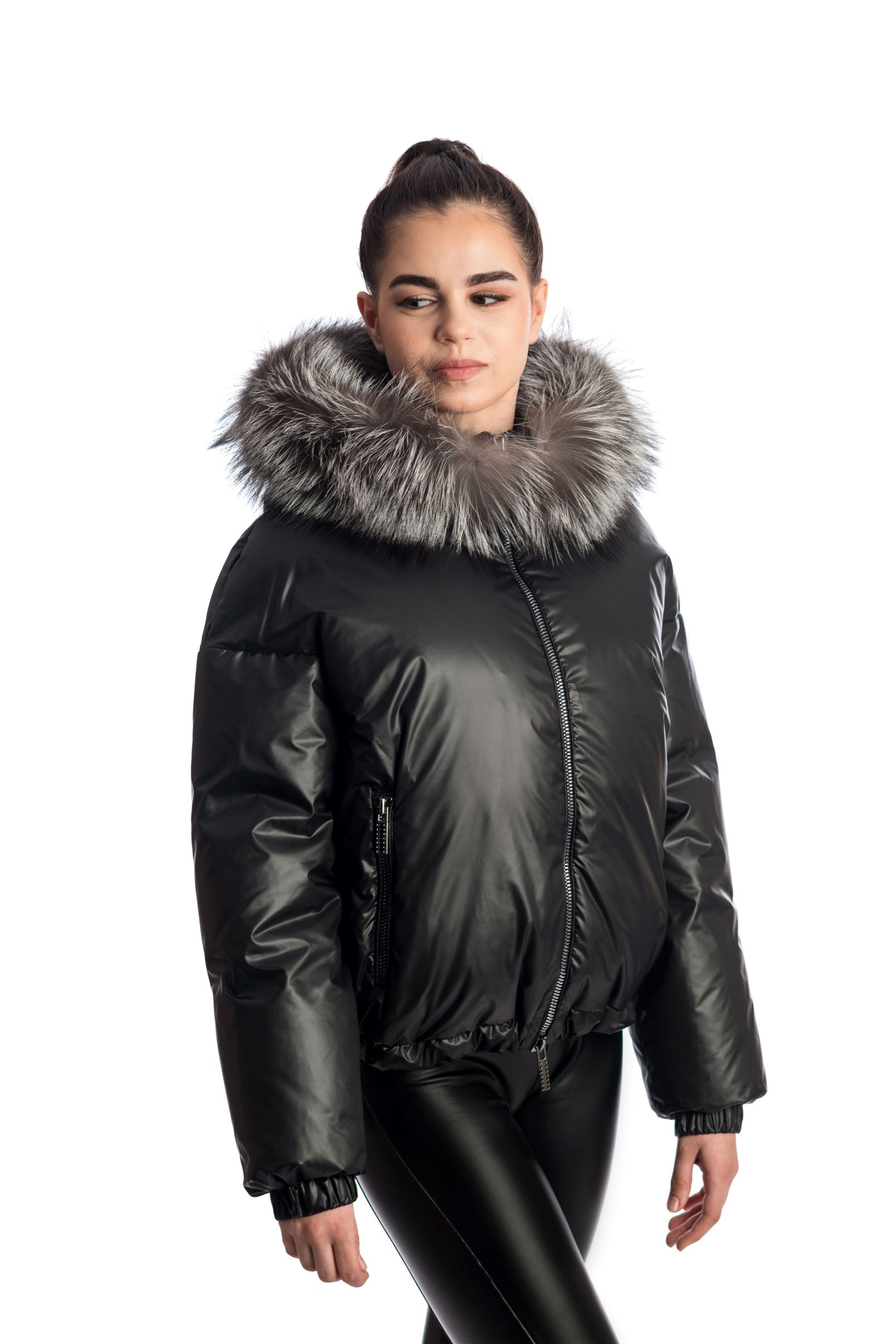 IDD-A1338-01-DF BLACK PLAIN DOWN JACKET