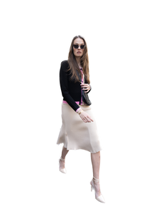NOI-CH017 BLACK DOUBLE STRIPE CARDI