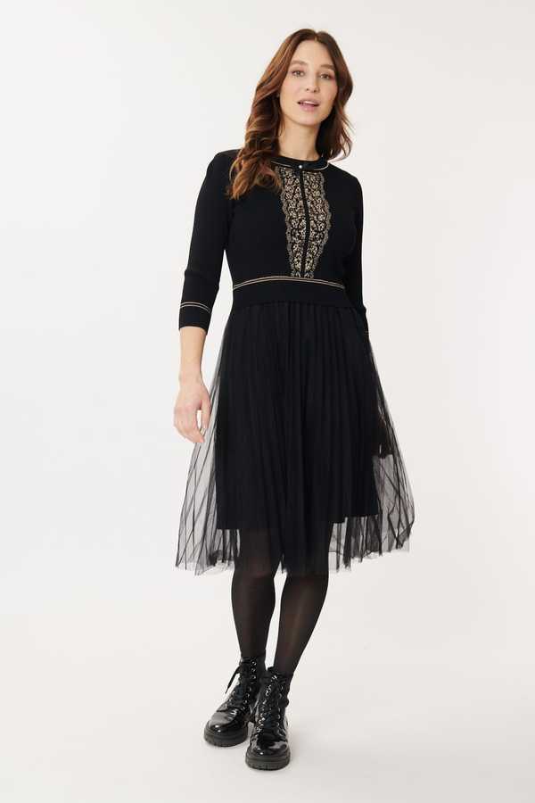 DRY-A312019 BLACK&BEIGE DRESS
