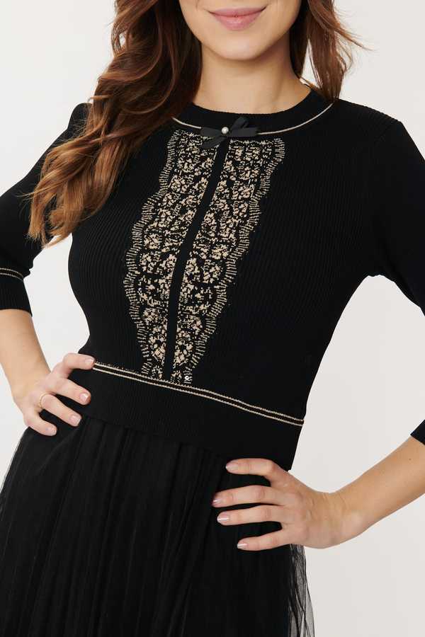 DRY-A312019 BLACK&BEIGE DRESS