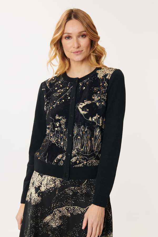 DRY-A345027 BLACK&BEIGE CARDIGAN