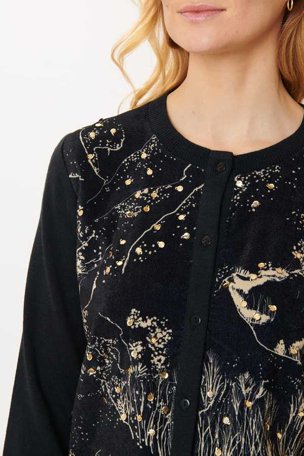 DRY-A345027 BLACK&BEIGE CARDIGAN